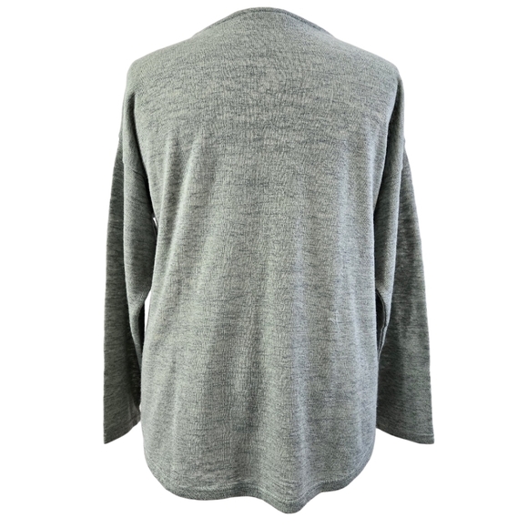 Soft Surroundings Valentina Pale Green Dusty Sage V-Neck Zip Sweater Slub Jersey - Picture 2 of 10